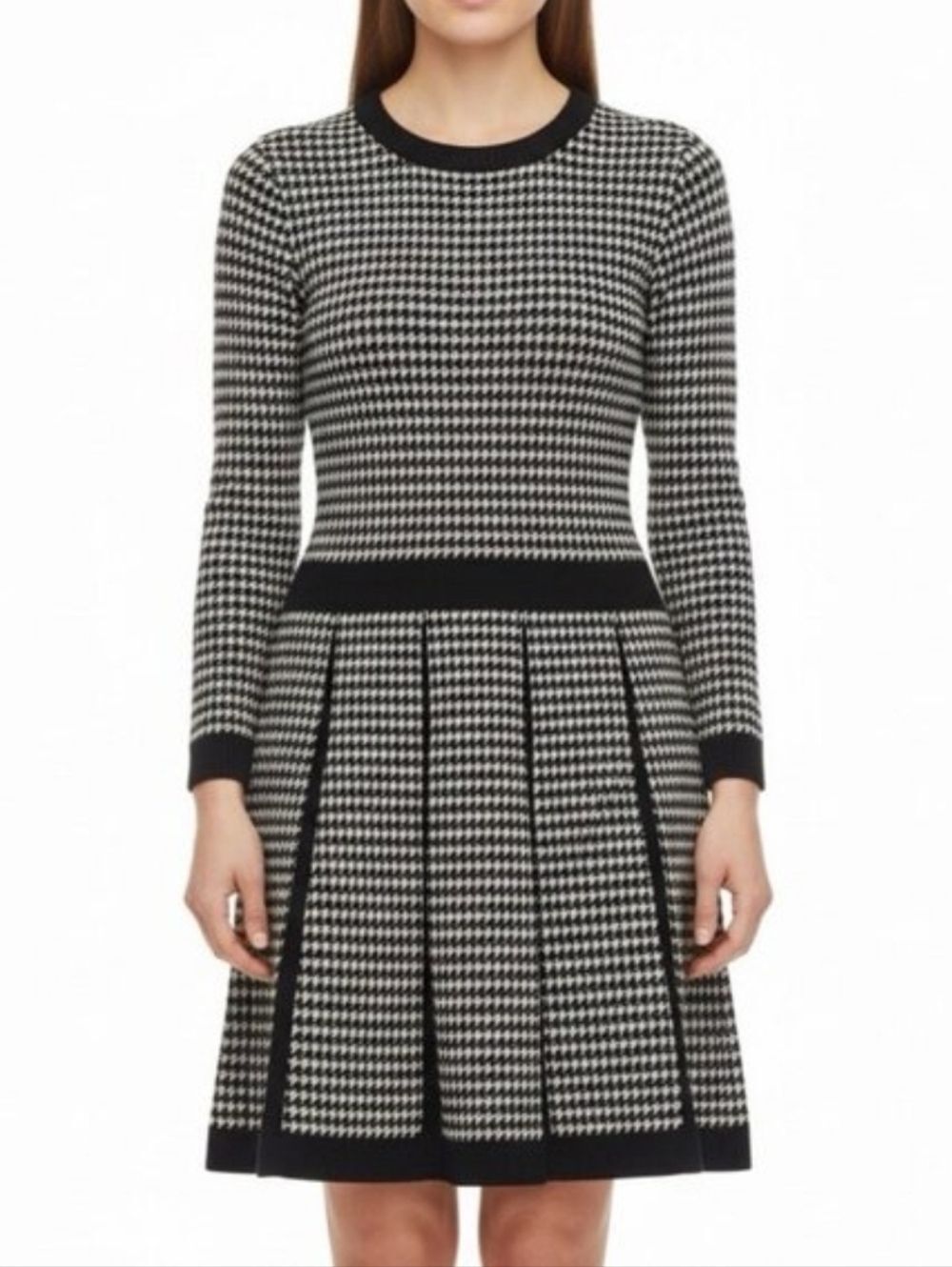 Lauren Ralph Lauren Size S Houndstooth Knit Dress 3443-AD
